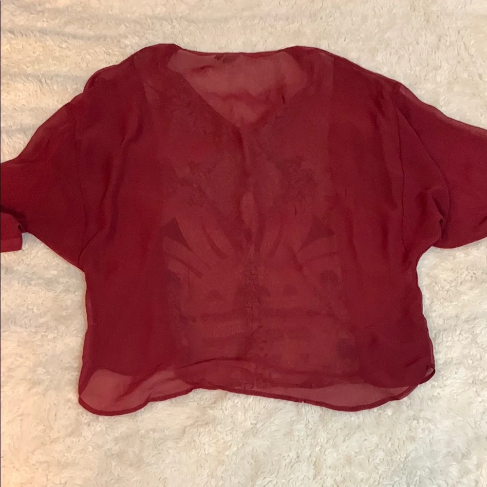 Women's Red Patterned Top - Picture 11 of 12